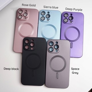 Ốp nam châm mạ sang trọng mới cho iPhone 11 12 13 14 15 16 17 Pro Max mẫu mới có màng bảo vệ ống kính 11 Pro Max mạ điện tiên tiến Tím mờ