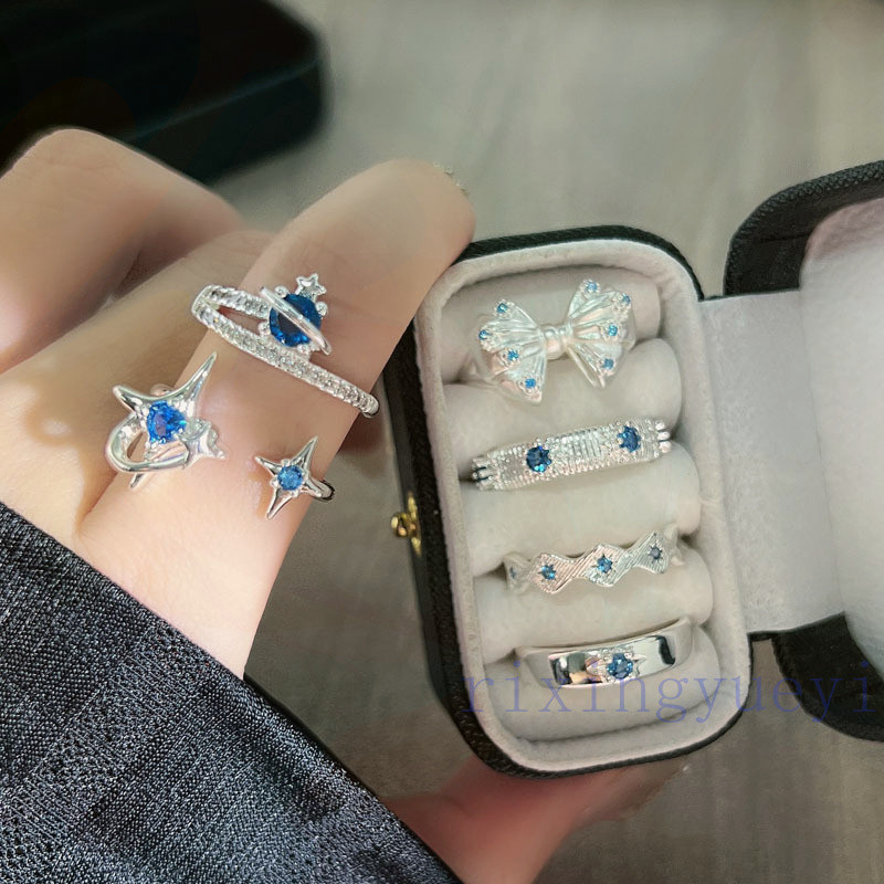 [RYX] Nhẫn Nơ Nữ Bầu Trời Đầy Sao Xanh Series Nhẫn Hành Tinh Thời Trang & Ngọt Ngào