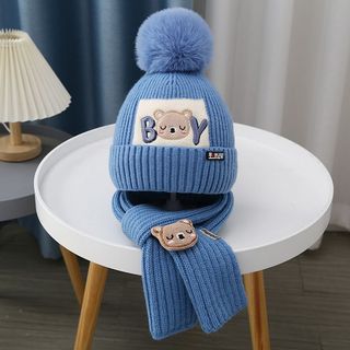 Bộ mũ khăn liền thân bé mới BOY - Mùa thu đông, nam nữ bé, đệt len, chữ khắc, bảo tai ấm áp