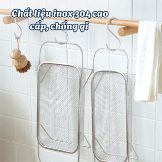 Rổ Gác Bồn Rửa Chén Inox 304  Lux Home, Rổ Lưới Điều Chỉnh Độ Dài Rửa Rau Củ Tiện Lợi