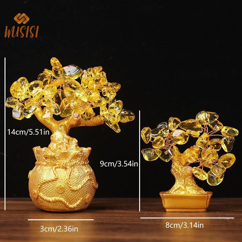 [WUSISI] 19cm 14cm Tinh Tế Pha Lê Vàng Cây Tiền Trang Trí Văn Phòng Tại Nhà Cửa Hàng Phong Thủy Nghệ Thuật Trang Trí Để Bàn Cây Giàu Có May Mắn MỚI