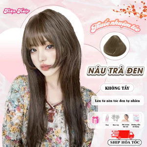 Thuốc nhuộm tóc nâu, thuốc nhuộm tóc Nâu Trà Đen, tặng kèm oxy trợ dưỡng và bao tay | Trunghair