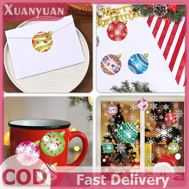 XUAN 200-500 Miếng Dán Giáng Sinh Cây Giáng Sinh Mũ Ông Già Noel Tự Dính Thẻ Quà Tặng PVC Gói Quà Cói Đề Can Trang Trí Tiệc VN