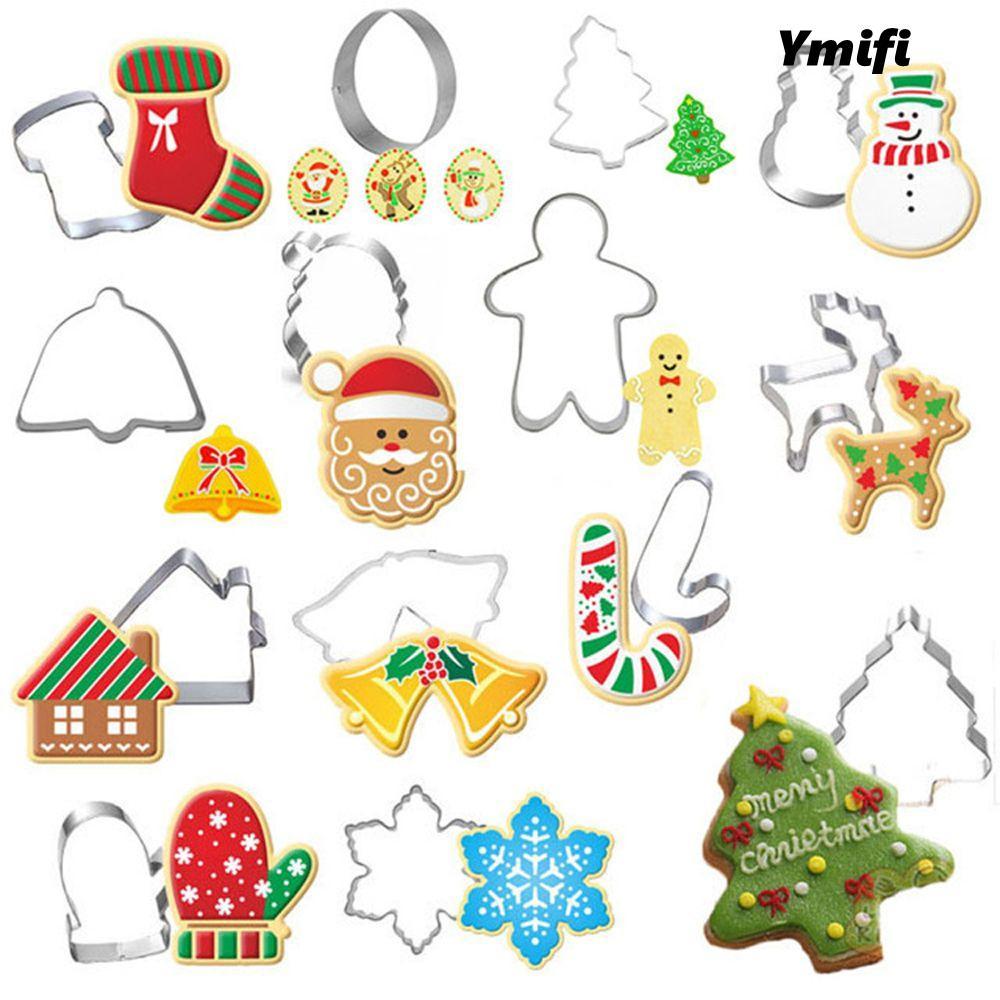YMIFI 1 / 2 Chiếc Bánh Quy Khuôn Bánh Gừng Người Bông Tuyết Ông Già Noel Bánh Khuôn