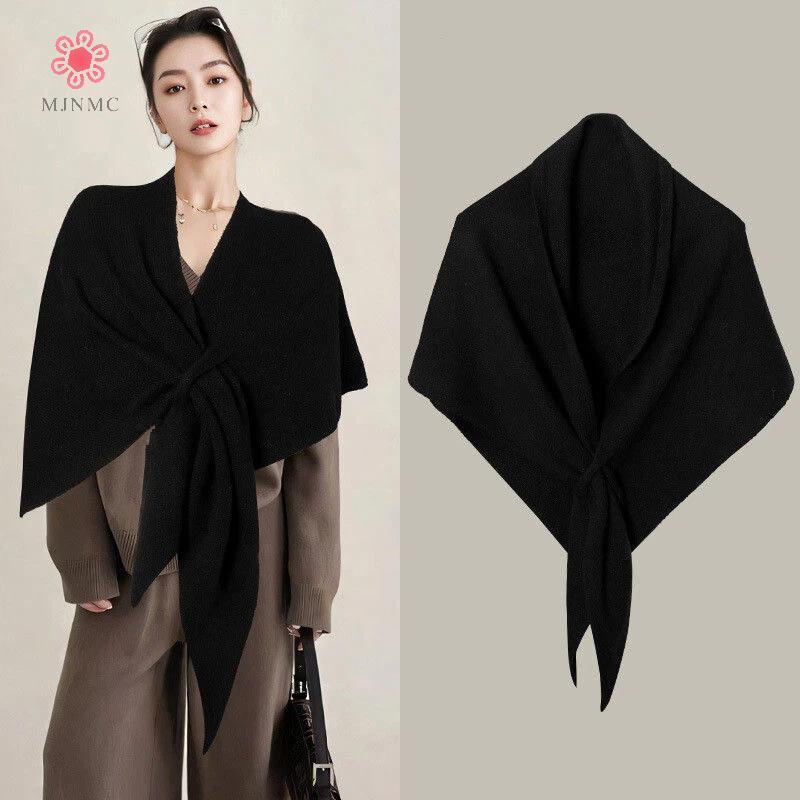 Mùa Đông Cardigan Cape Len Pha Trộn Dày, Ấm Áp với Họa Tiết Tam Giắc