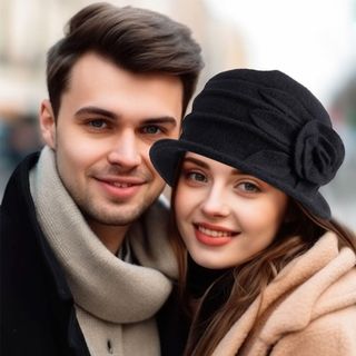 Mũ nồi len kiểu Pháp họa tiết hoa, size 56-58cm, phù hợp mùa đông dành cho nữ