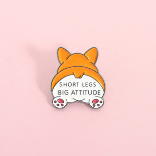 Huy hiệu corgi dễ thương làm bằng kim loại có pin sạc, thiết kế ngắn legs lớn attitude - Quà tặng độc đáo dành cho bạn bè