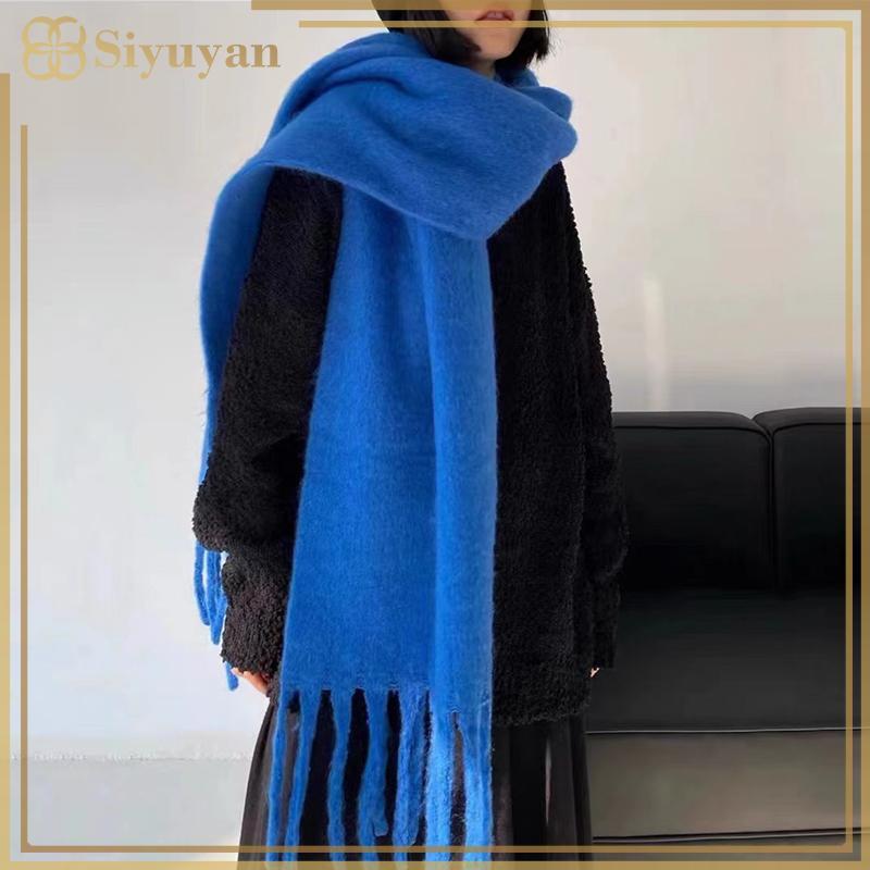 Siyuyan Khăn Choàng Giả Cashmere Dày Kẻ Sọc Màu, Phong Cách Hàn Quốc, Ấm Lành Mùa Đông