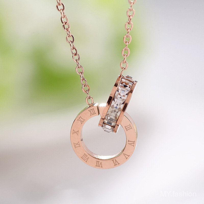 Vòng cổ thép titan đính kim cương phong cách La Mã, phù hợp nhiều style châu Âu