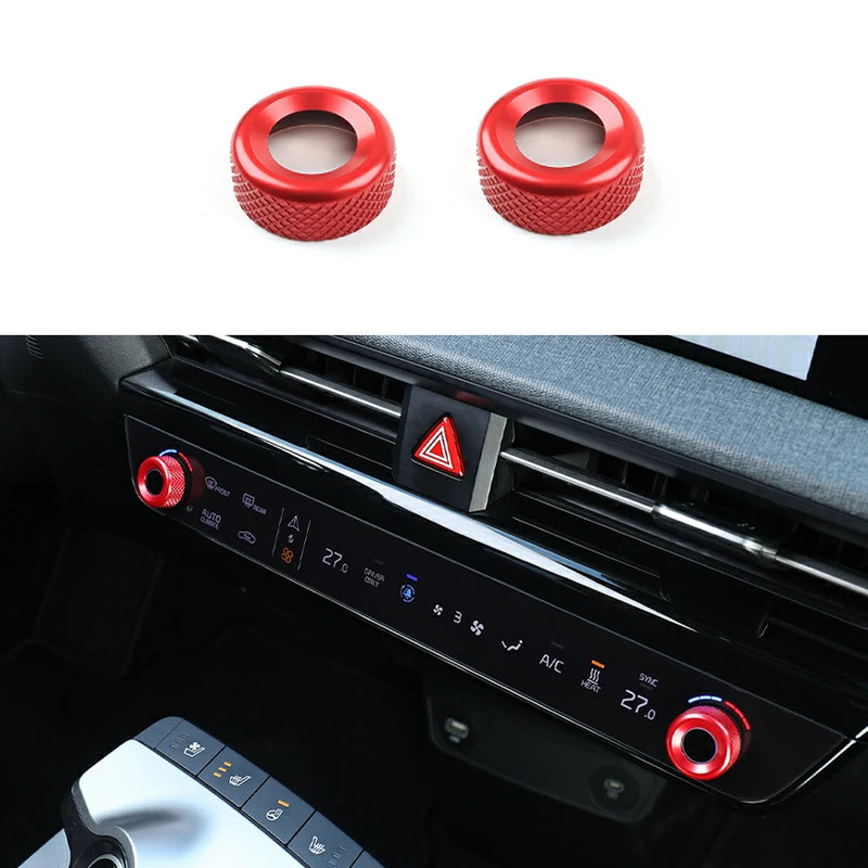 Dành Cho Xe Kia EV6 2021 2022 2023 2024 Phụ Kiện 2 Chiếc Nhôm Ô Tô AC Điều Hòa Không Khí Núm Bao Vòng Điều Chỉnh Viền Miếng Dán