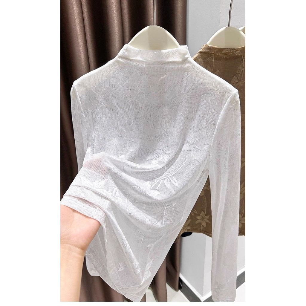 Milyfashion Áo Blouse Phong Cách Ballet, Ren Hơi Trong Suốt, Đáy Ôm - Thích Hợp Mùa Thu