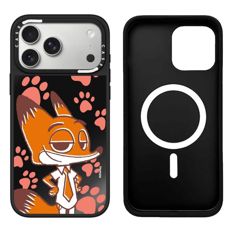 CASECASE X Zootopia 2 Nick Ốp Lưng Đen & Bạc Gương Hút Từ Tính iPhone Dành Cho IPhone 17 Air 16 15 14 13 12 Pro Max Plus Ốp Lưng Cứng Có Hộp Khắc logo