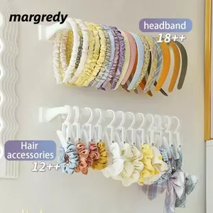 MARGREDY Băng Đô Bảo Quản Tự, Kẹp Tóc Vòng Bảo Quản Đa Năng Scrunchies Băng Đô Giá Để Đồ, Hộ Gia Đình Treo Tường Không Móc Treo Phụ Kiện Tóc Tổ Chức