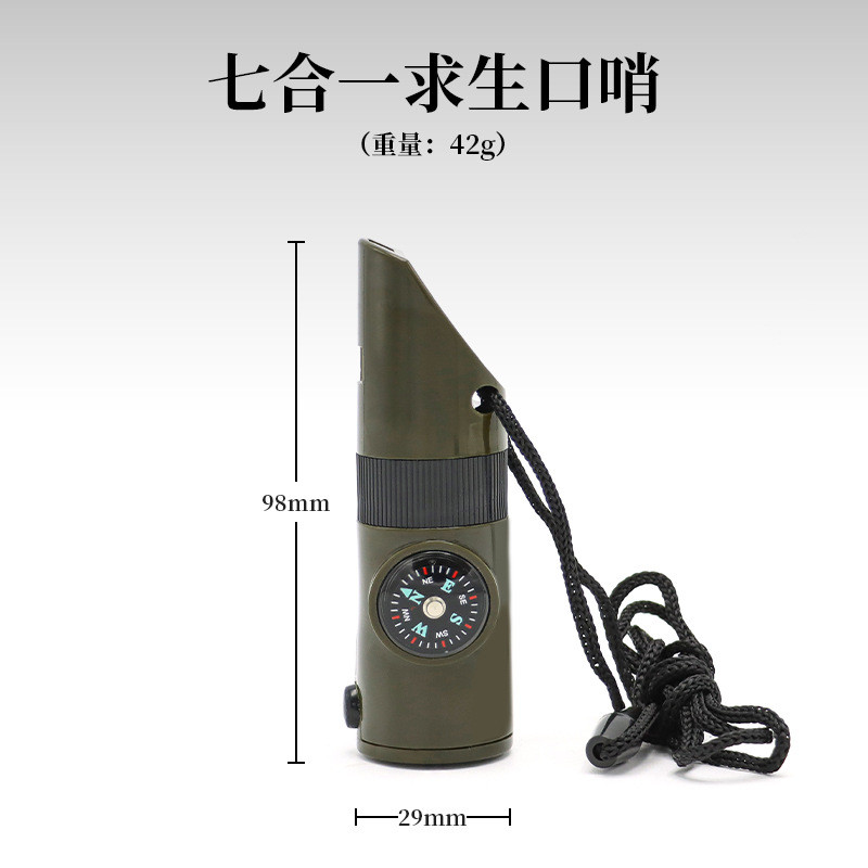 Còi sinh tồn đa chức năng với đèn LED, la bàn, nhiệt kế - Perfect cho cắm trại, đi bộ đường dài và leo núi