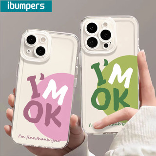 Ốp Điện Thoại Ibumipers Phong Cách Tươi "Tôi OK" Vỏ Chống Sốc Mềm Trong Suốt Tối Giản Cho iPhone 11 12 13 14 15 16 Pro Max IP 7 8 Plus Iphon X XS XR Xs max