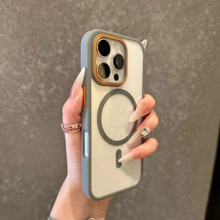 Ốp điện thoại di động từ tính tương phản trong suốt sang trọng cho iPhone17 16 Pro Max 15 14 13 12 11 Pro Max Bảo vệ Camera chống sốc Vỏ cứng chống rơi