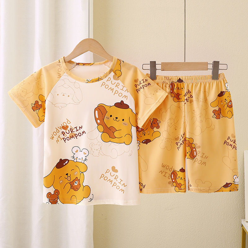 Bộ đồ ngủ trẻ em mùa hè Bộ đồ mặc nhà bé trai bé gái Bộ đồ ngủ ngắn tay hoạt hình Quần áo trẻ em Bộ đồ ngủ bé gái Bộ đồ ngủ cỡ lớn vừa Quần áo điều hòa không khí cho trẻ em