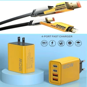Combo Củ Sạc Nhanh 120W Cáp sạc 4 đầu. Cốc Sạc NHanh Cáp Sạc 4 trong 1 . Sạc tiện lợi cho nhiều thiết bị