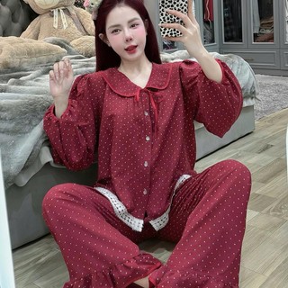 [DEAL MỞ BÁN] Bộ Đồ Ngủ Nữ JUSOKA Pijama Cổ Sen Vạt Ren Trắng Chất Đũi Hàn Siêu Xinh Mặc Nhà Dành Cho Nữ DU04