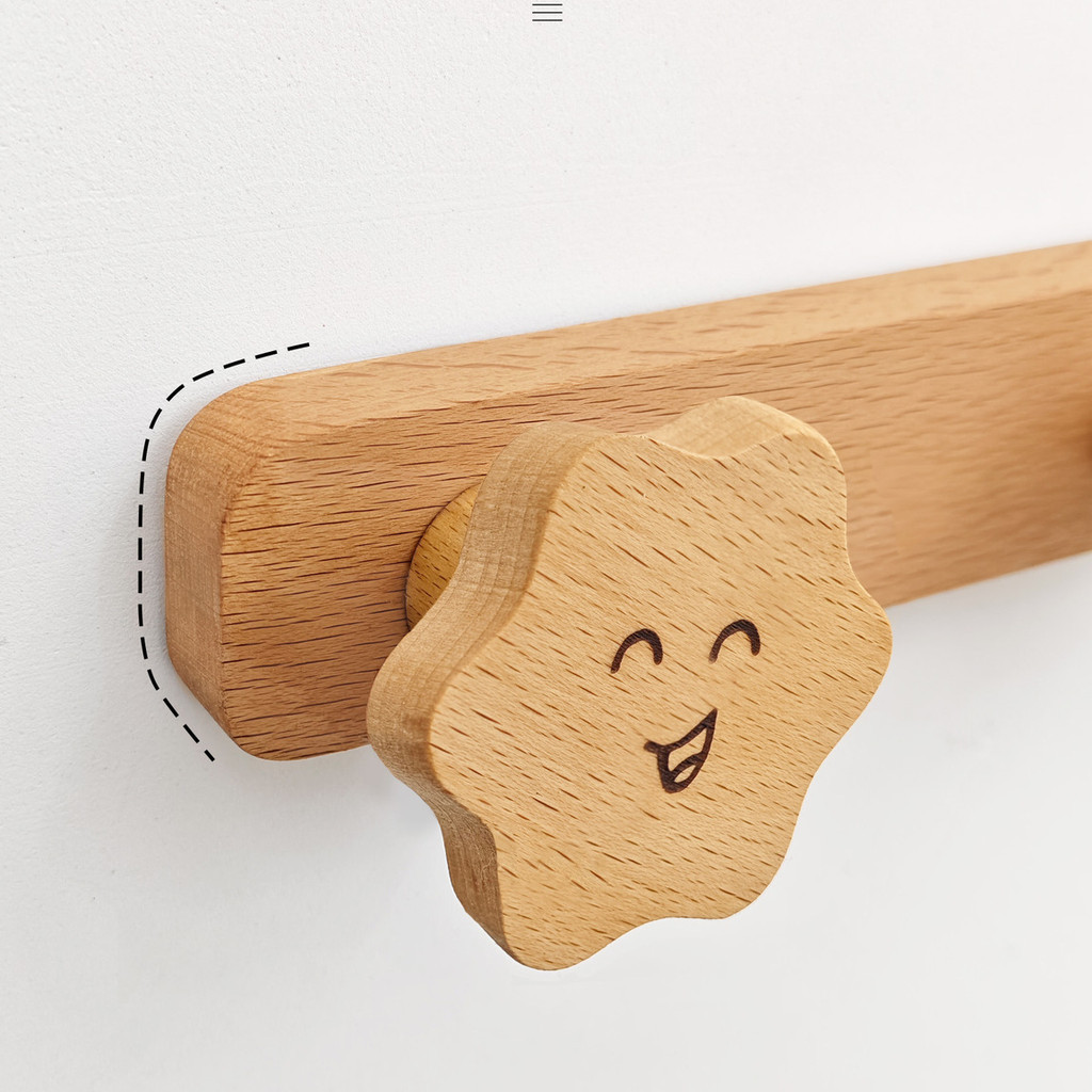 Hoạt Hình Dễ Thương Không Khoan Móc Gỗ Chắc Chắn, Móc Bảo Quản, Móc Treo Tường Đa Năng, Lối Vào Phòng Ngủ