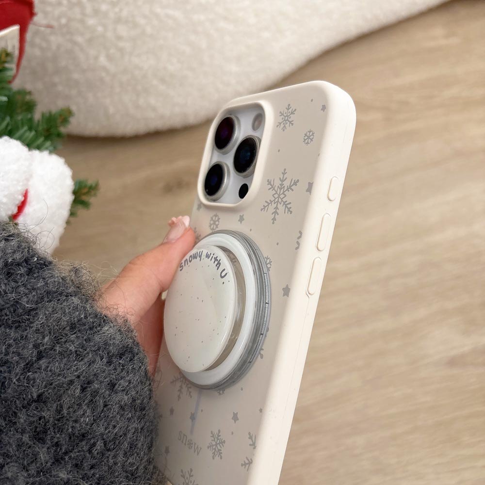Ốp lưng TPU Tương thích với iPhone 13 14 14Pro 14ProMax 15 15Pro 15ProMax 16 16Pro 16ProMax 17 17Pro 17ProMax Vỏ nam châm họa tiết bông tuyết