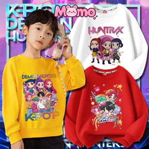 KPop Demon Hunters Print, Áo cổ tròn xu hướng thời trang, nhiều kích cỡ (100-160), Thích hợp cho nam, nữ và trẻ em