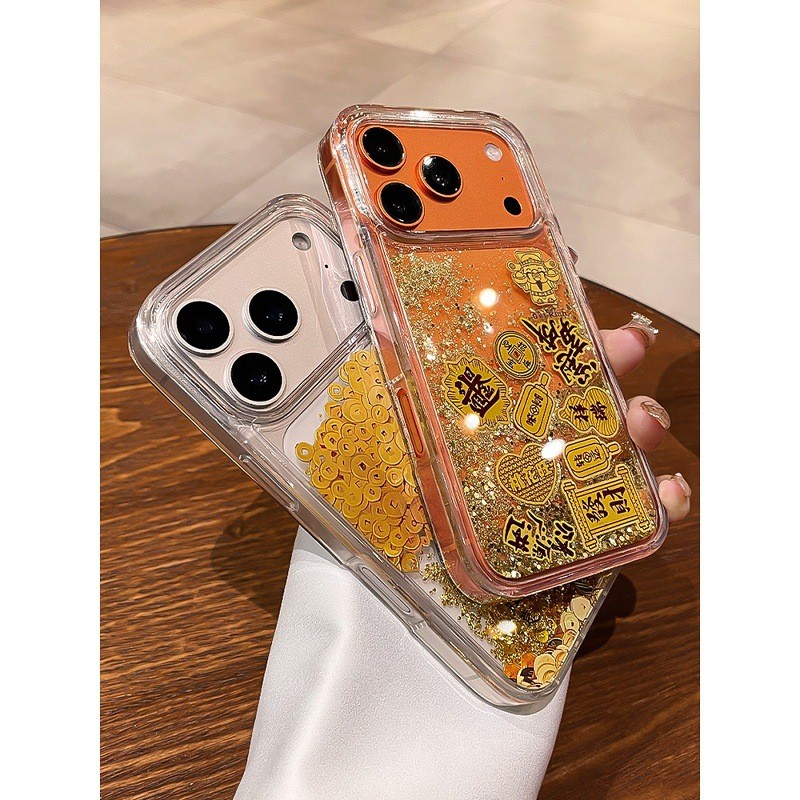 Ốp Điện Thoại IPhone 17 Pro max Chảy Sofa Fortune Tree 16Pro 17Air Lá Vàng Đồng Xu 15 PM Trong Suốt Chống Sốc 14 Vỏ Bảo Vệ
