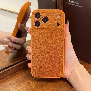 Hàn Quốc Màu Cam Bạc Lấp Lánh Bột Bảo Vệ Toàn Ống Kính Ốp Lưng Điện Thoại iPhone 17Promax 17Pro 16Promax 12 13 14 15 Pro Max Silicon Chống Sốc Nữ Điện Thoại Di Động