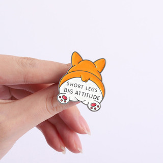 Huy hiệu corgi dễ thương làm bằng kim loại có pin sạc, thiết kế ngắn legs lớn attitude - Quà tặng độc đáo dành cho bạn bè