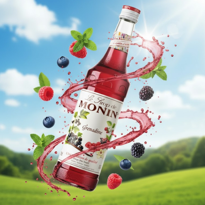 Siro Monin Lựu Grenadine 70cl, Nguyên Liệu Pha Chế Chuyên Nghiệp, Syrup Lựu Grenadine Nhập Khẩu Pháp