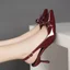 Mũi Nhọn Nơ Nông Miệng Tăng Chiều Cao Stiletto Sandal Nữ Cao Gót Giày