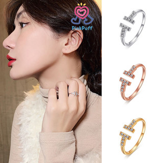 【pink】Nhẫn kim cương nguyên khối Nhẫn kim cương thời trang Nhẫn mạ vàng nữ Nhẫn đôi thời trang Nhẫn hở