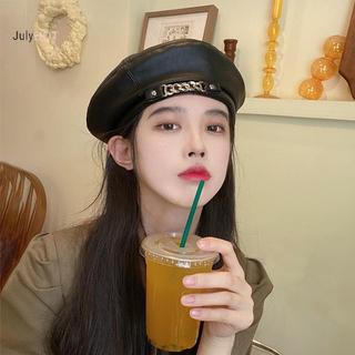 Mũ Nồi Nữ Vintage Thanh Lịch, Dây Xích Kim Loại và Da Hình Bát Giắc