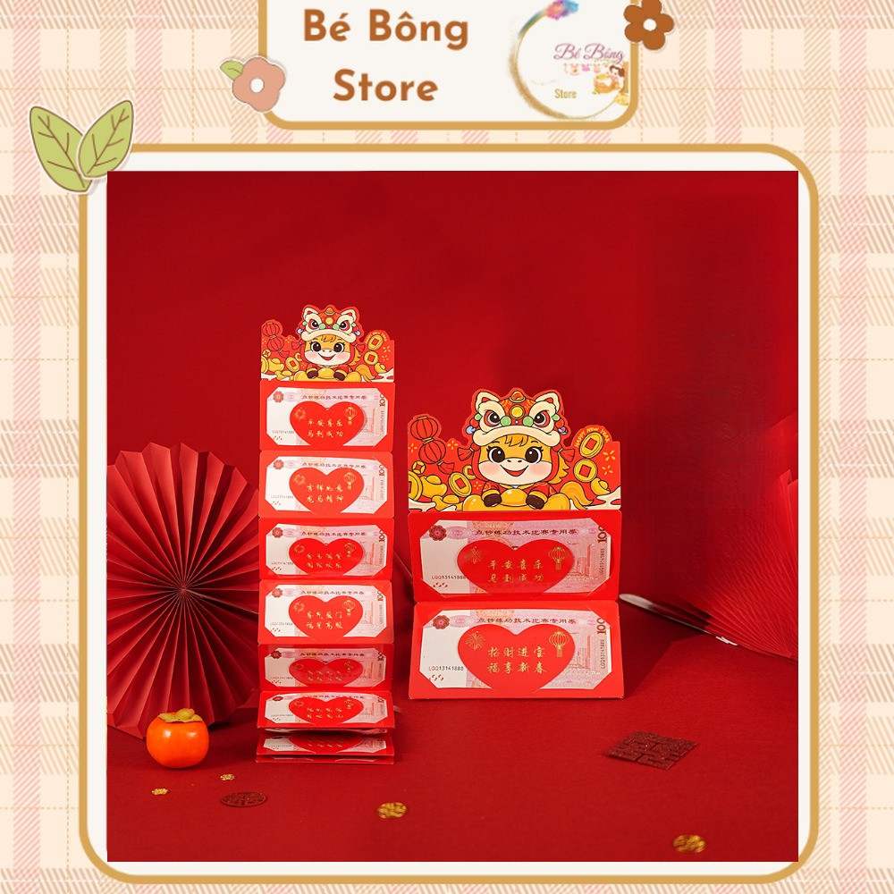 Bao Lì Xì Tết Nhiều Ngăn Gấp Gọn Độc Đáo Mừng Tết Bính Ngọ 2026