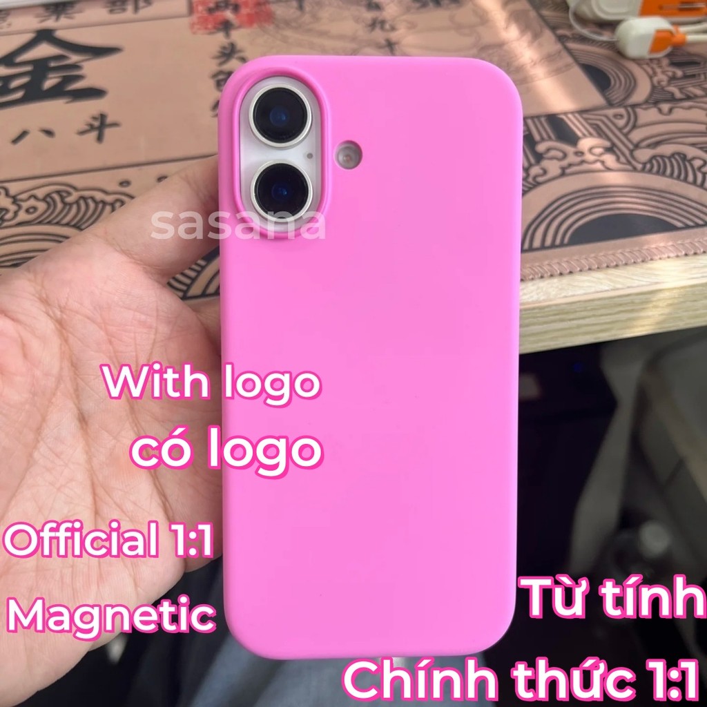 (Chính thức 1: 1) Silicon lỏng từ tính cho iphone 16 / 15 / Pro / Pro Max / Plus / ốp điện thoại Hoạt hình bật lênEquipped