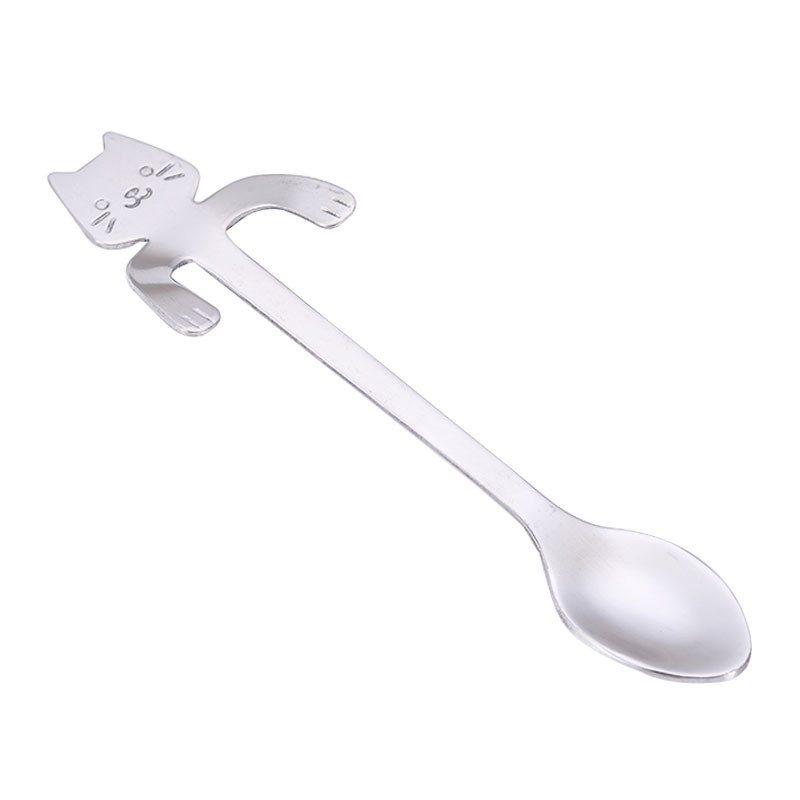 Thép không gỉ 304 Trẻ Em Thìa Cơm Sáng Tạo Hoạt Hình Hình Mèo Muỗng Hình Rắn Màu Cà Phê Khuấy Thìa Tráng Miệng Thìa S