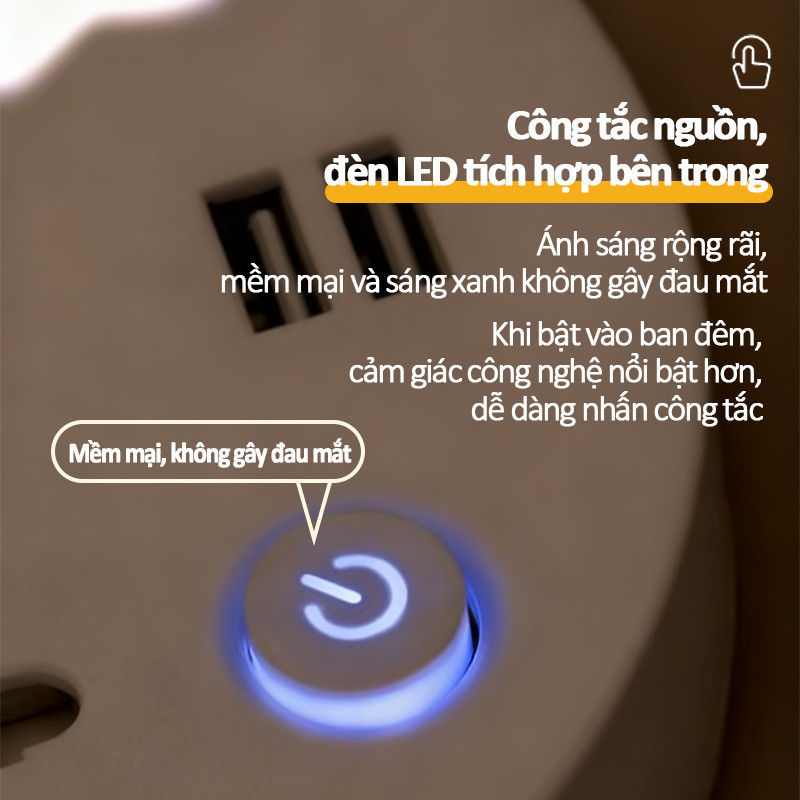 Đèn Ngủ Để Bàn Đa Năng Có Ổ Cắm USB, Điều Chỉnh Độ Sáng, Thiết Kế Tiện Lợi Cho Phòng Ngủ Và Làm Việc
