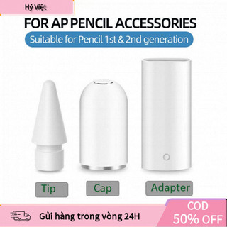 【Hỷ】Nắp Bút Từ Tính + Đầu Chuyển Sạc Lightning Cho Apple Pencil 1 – Phụ Kiện Bút Cảm Ứng Đầy Đủ