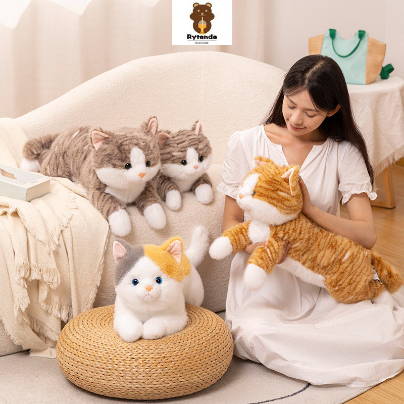 Nằm Mèo Sang Trọng Đồ Chơi Cho Bé Gái Bé Trai Đồ Chơi Trẻ Em Dễ Thương Mô Phỏng Mèo Sang Trọng Gối Búp Bê Thú Cưng Vui Vẻ Mèo Con Nhồi Bông Tựa Đầu Trang Trí Phòng Ngủ Mềm Mại Cho Bé Làm Dị Bạn Bè Quà Tặng Giáng Sinh