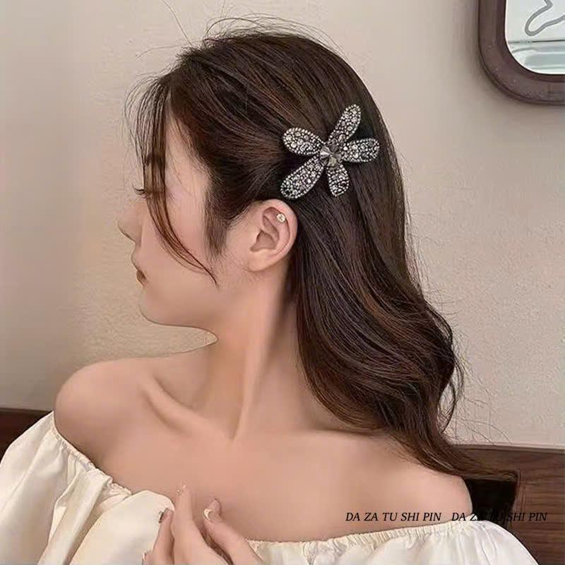 Bộ 5 Kẹp Tóc Lót Nhung Đính Hạt Loại Mới Cực Xinh Chất Liệu Cao Cấp Thiết Kế Sang Trọng/ Kẹp Hoa Sáng Bóng MOCA VN