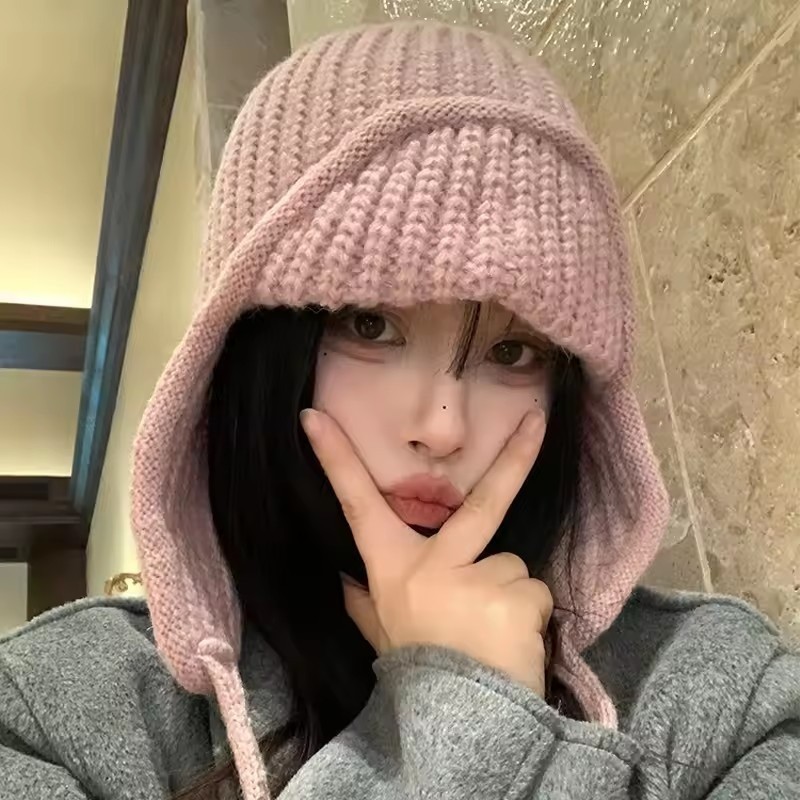 Mũ Beanie Earflap dệt kim Polyester giữ ấm, thiết kế chống gió, phù hợp đi lại mùa đông