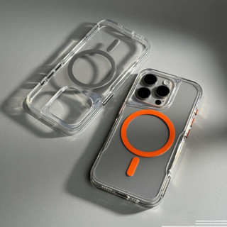 【 Ốp lưng cứng acrylic dày / trong suốt / Cam 】 tương thích cho iPhone 12 13 14 15 16 17pro max