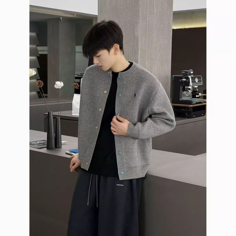 Áo khoác dệt kim nam Áo len Cardigan thêu thời trang đẹp trai