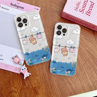 Ốp Lưng iPhone Gấu Mây Xinh Viền Thẳng Chống Sốc, Bảo Vệ Camera - iP 7/8/X/XS/11/12/13/14/15/16/17/Plus/Pro/Max/Air