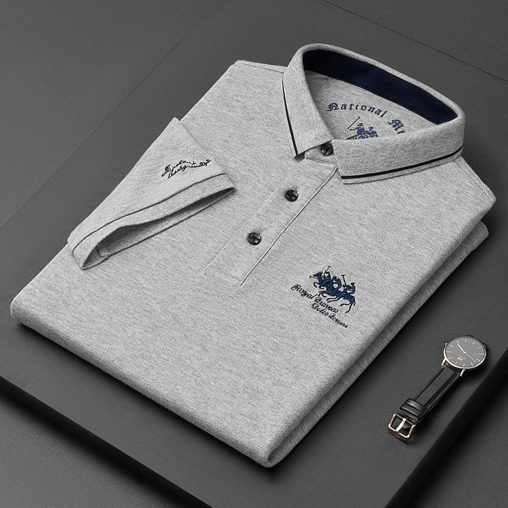 Áo Thun Ngắn Tay Nam Mới, Thêu Logo Polo, Phù Hợp Mùa Hè