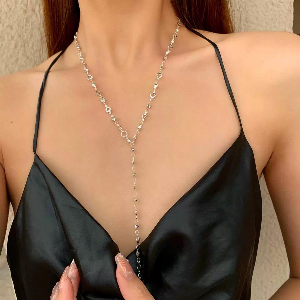 Vòng cổ dài hình chữ Y thiết kế trái tim rỗng dành cho nữ