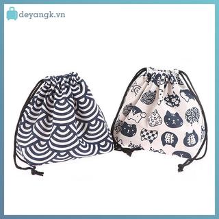 Deyangk 1 Phong Cách Nhật Bản Dây Rút Hộp Cơm Trưa Túi Bảo Quản Du Lịch Dã Ngoại Di Động Dễ Dàng Rửa Bento Hộp Cơm Trưa Túi Tote VN