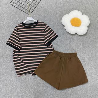 Set áo quần bigsize nữ 2 món gồm áo thun form rộng cổ tròn tay ngắn phối quần đùi lưng chun co giãn- A308+Q500
