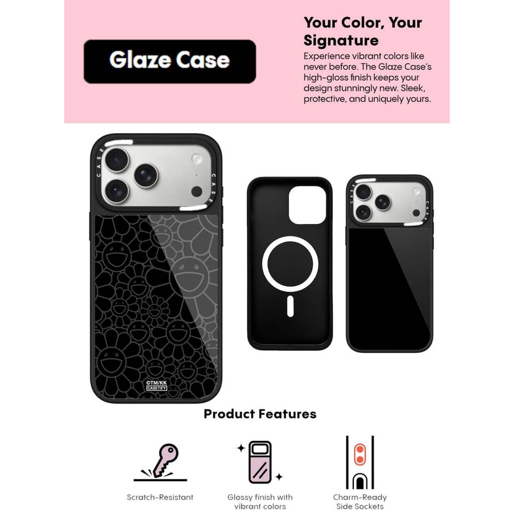 CASECASE X MULTI-FLOWERS (RAINDOW) Ốp lưng kính hút từ tính chống trầy xước cho IPhone 17 Air 16 15 14 Pro Max Plus Ốp lưng cứng có hộp khắc logo