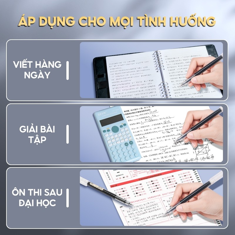 Set 20 Bút Bi Nước Mực Gel Màu Xanh Đen Đỏ – Ngòi 0.5mm Viết Chữ Đẹp Nhanh Khô, Cầm Viết Êm Tay